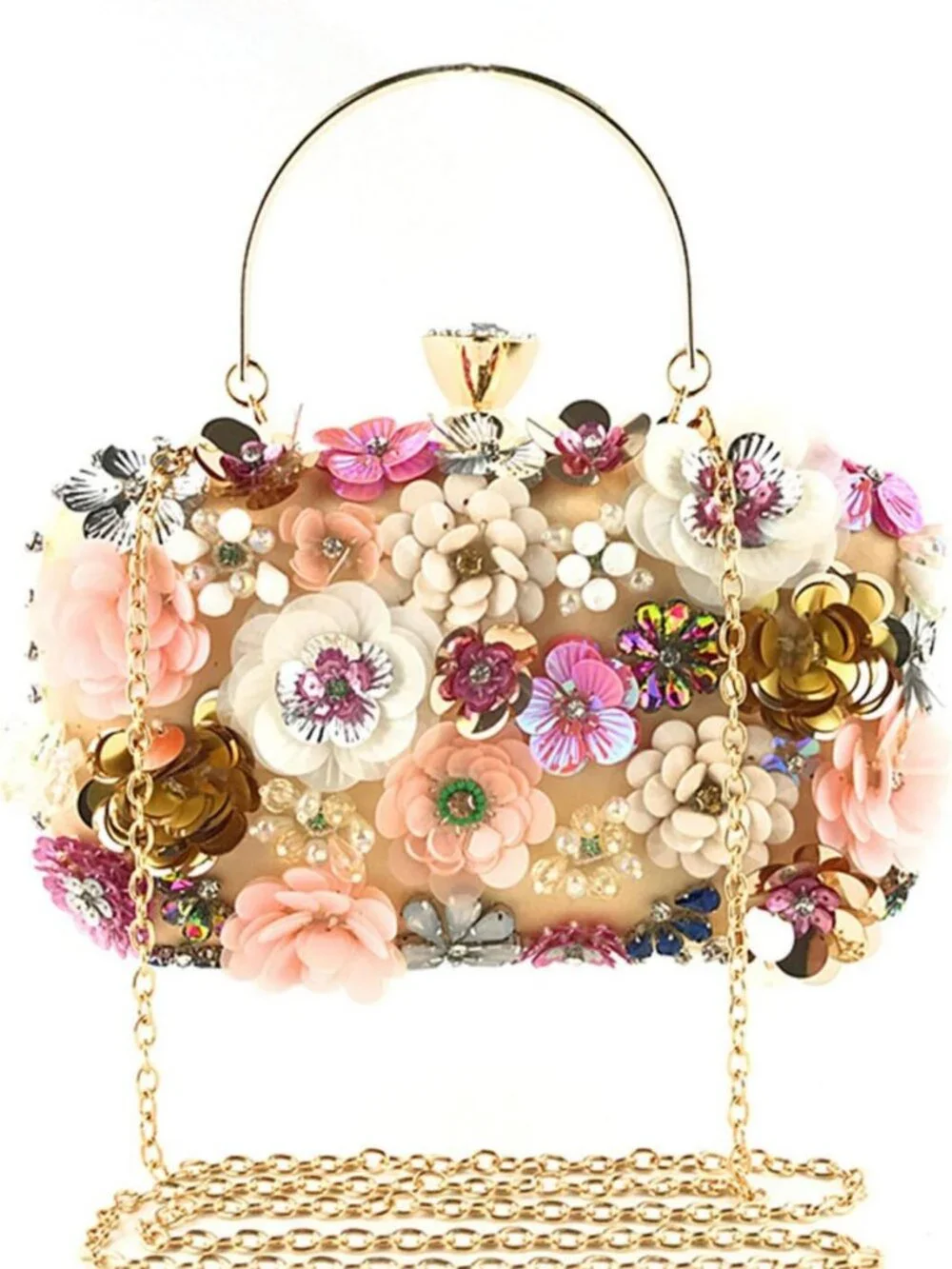Elegant Floral Evening Clutch with Chain Strap | Stylish Women's Shoulder Bag